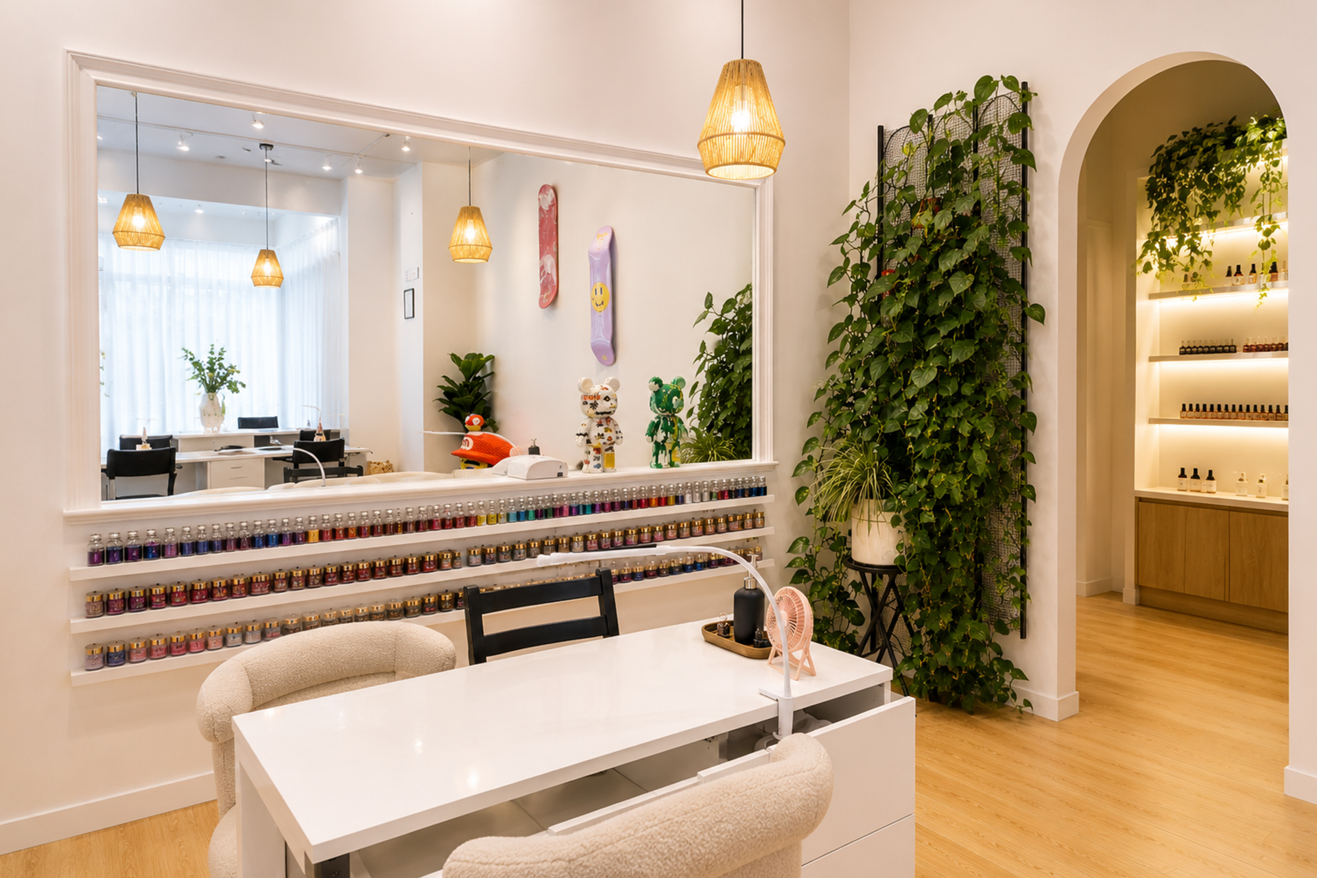 Salon counter and premium interior at The Muse Nails