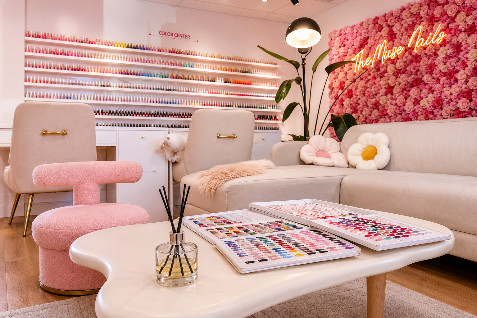 Luxury nail salon interior at The Muse Nails